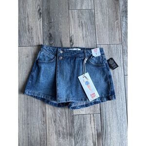 Celebrity Pink Denim Skort Womens Small‎ Blue NWT Asymmetrical Wrap Mini Short